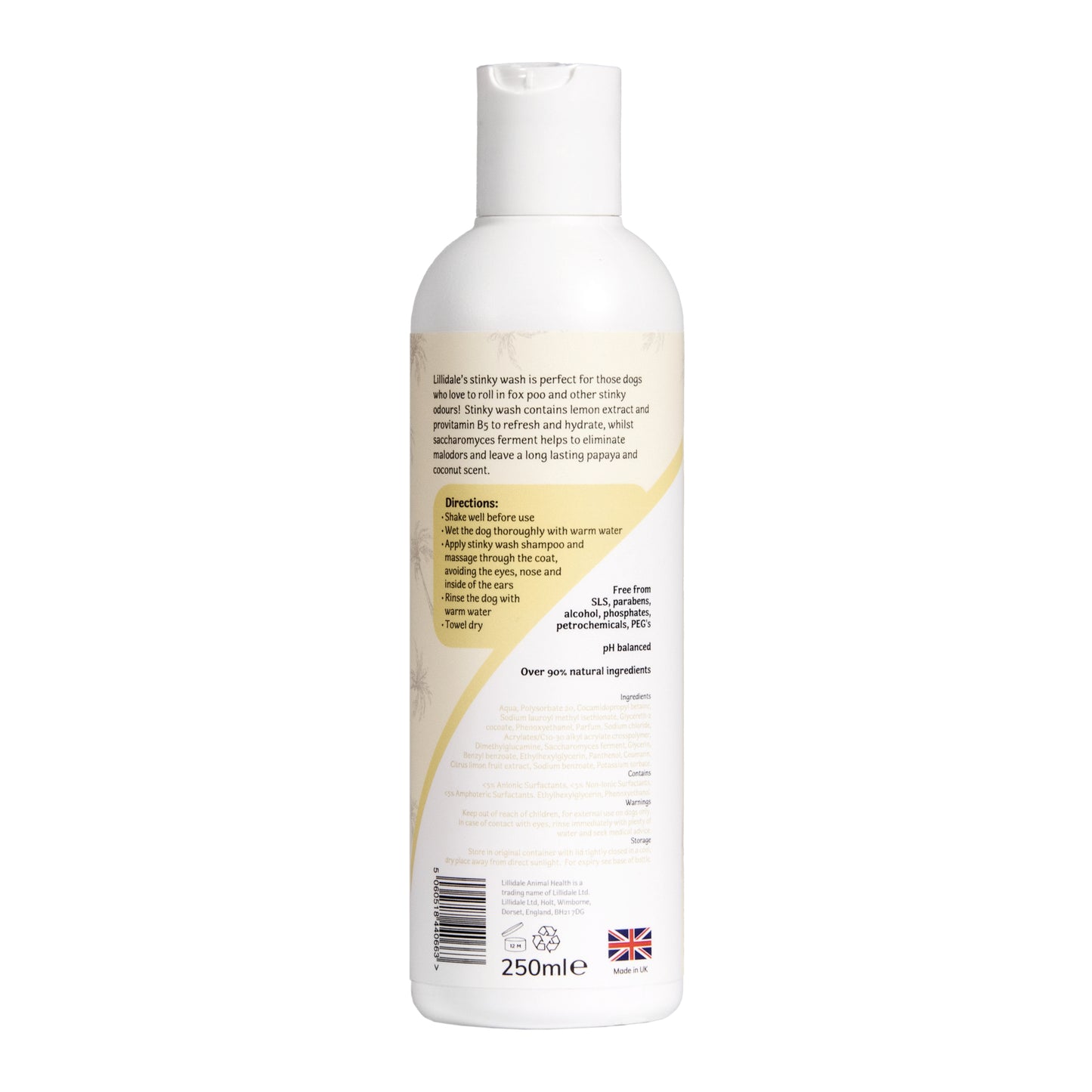 Lillidale Stinky Wash Natural Ingredients and Directions